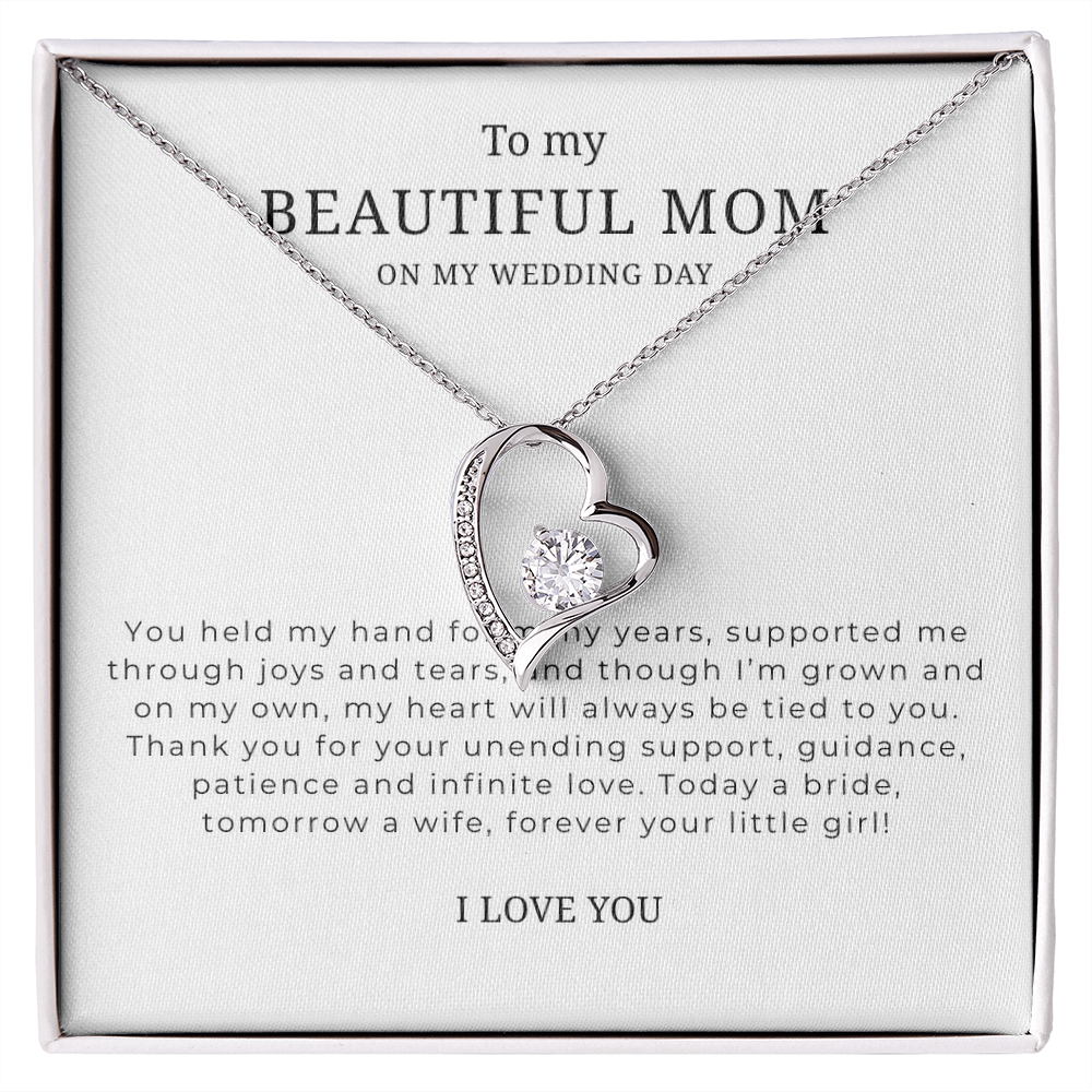 To My Beautiful Mom On My Wedding Day Interlocking Hearts Necklace