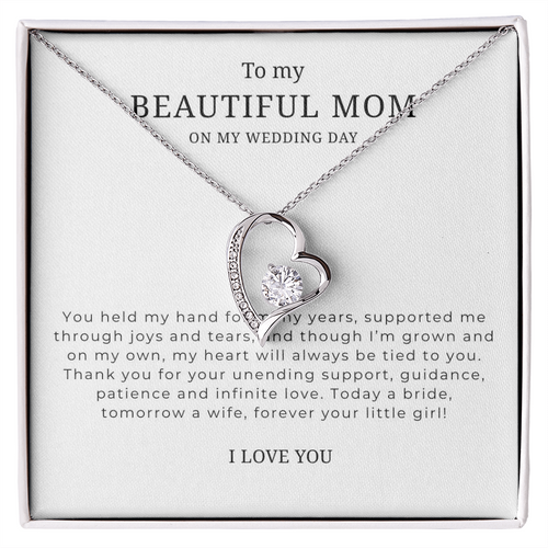 To My Beautiful Mom On My Wedding Day Interlocking Hearts Necklace