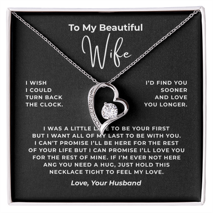 To My Beautiful Wife Interlocking Hearts Necklace