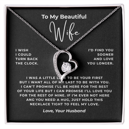 To My Beautiful Wife Interlocking Hearts Necklace