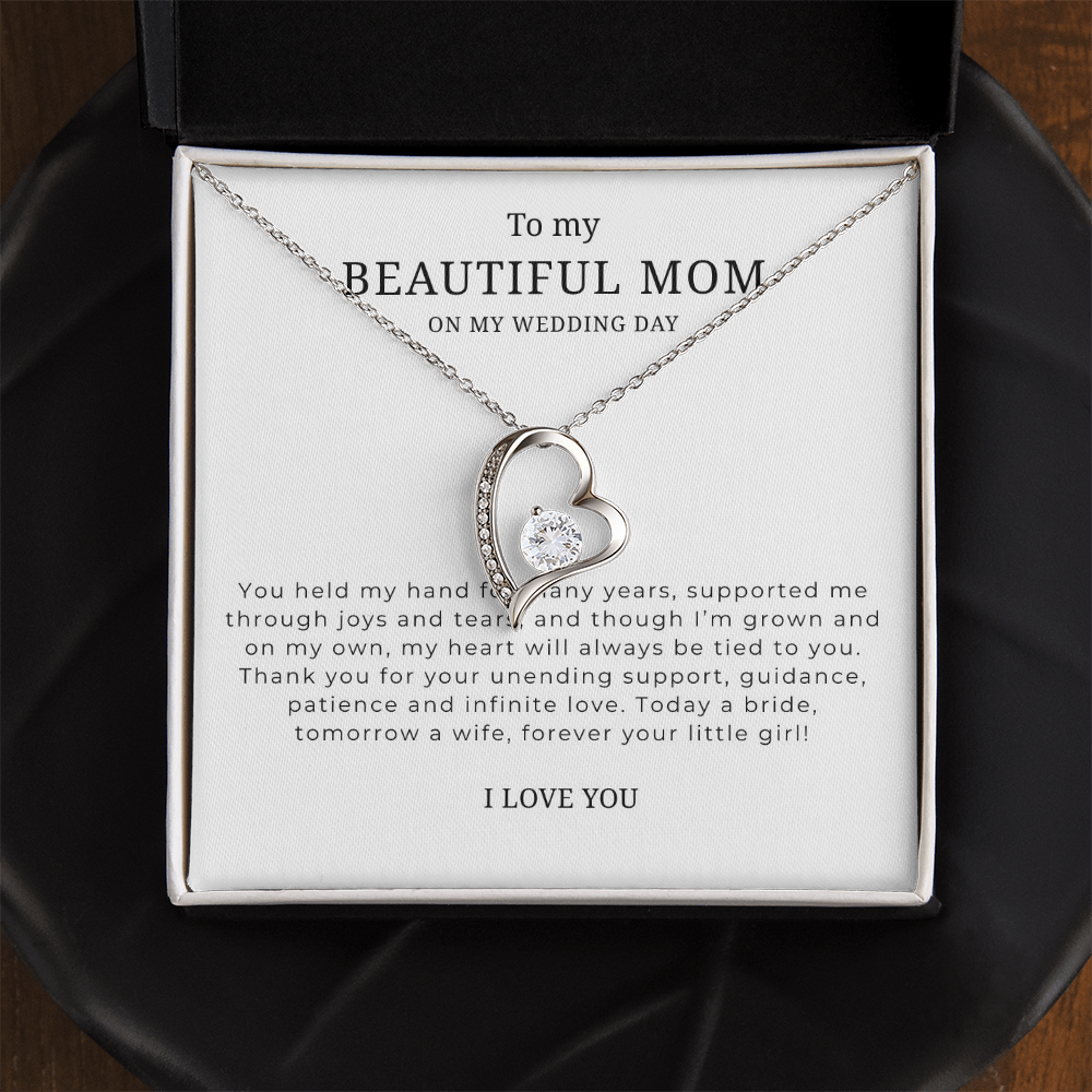 To My Beautiful Mom On My Wedding Day Interlocking Hearts Necklace