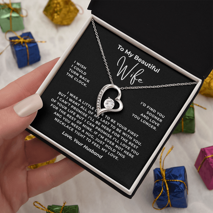 To My Beautiful Wife Interlocking Hearts Necklace