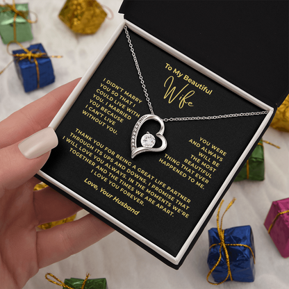 To My Beautiful Wife Interlocking Hearts Necklace