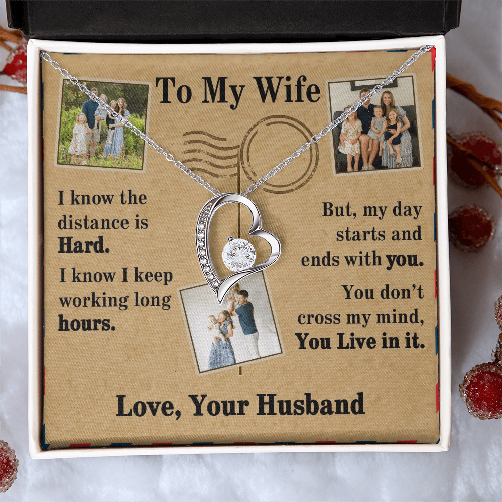 To My Wife Forever Love Necklace With 3 Photos