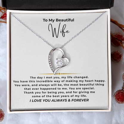 To My Beautiful Wife Interlocking Hearts Necklace