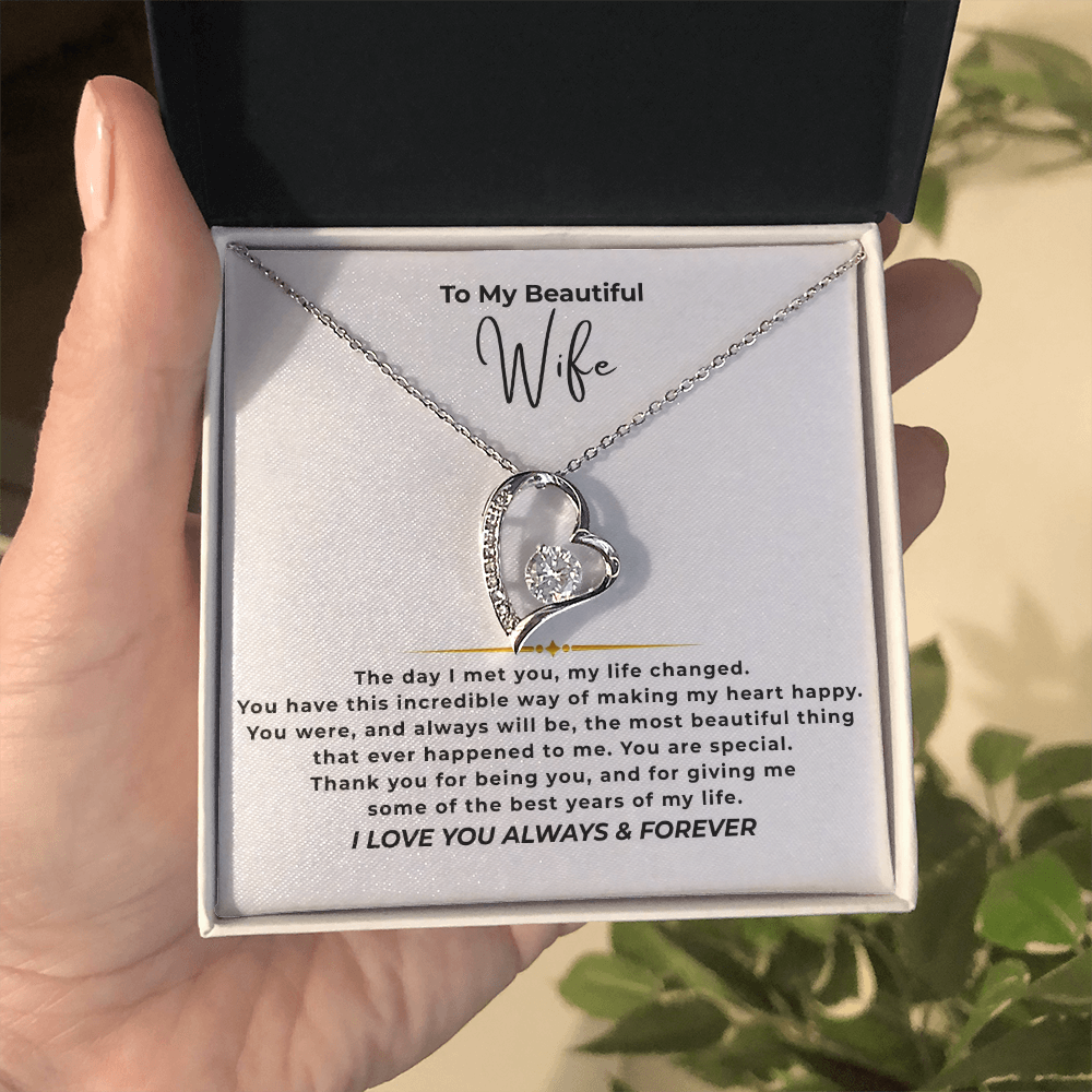 To My Beautiful Wife Interlocking Hearts Necklace