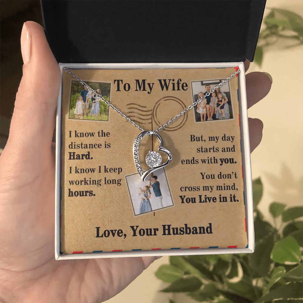 To My Wife Forever Love Necklace With 3 Photos