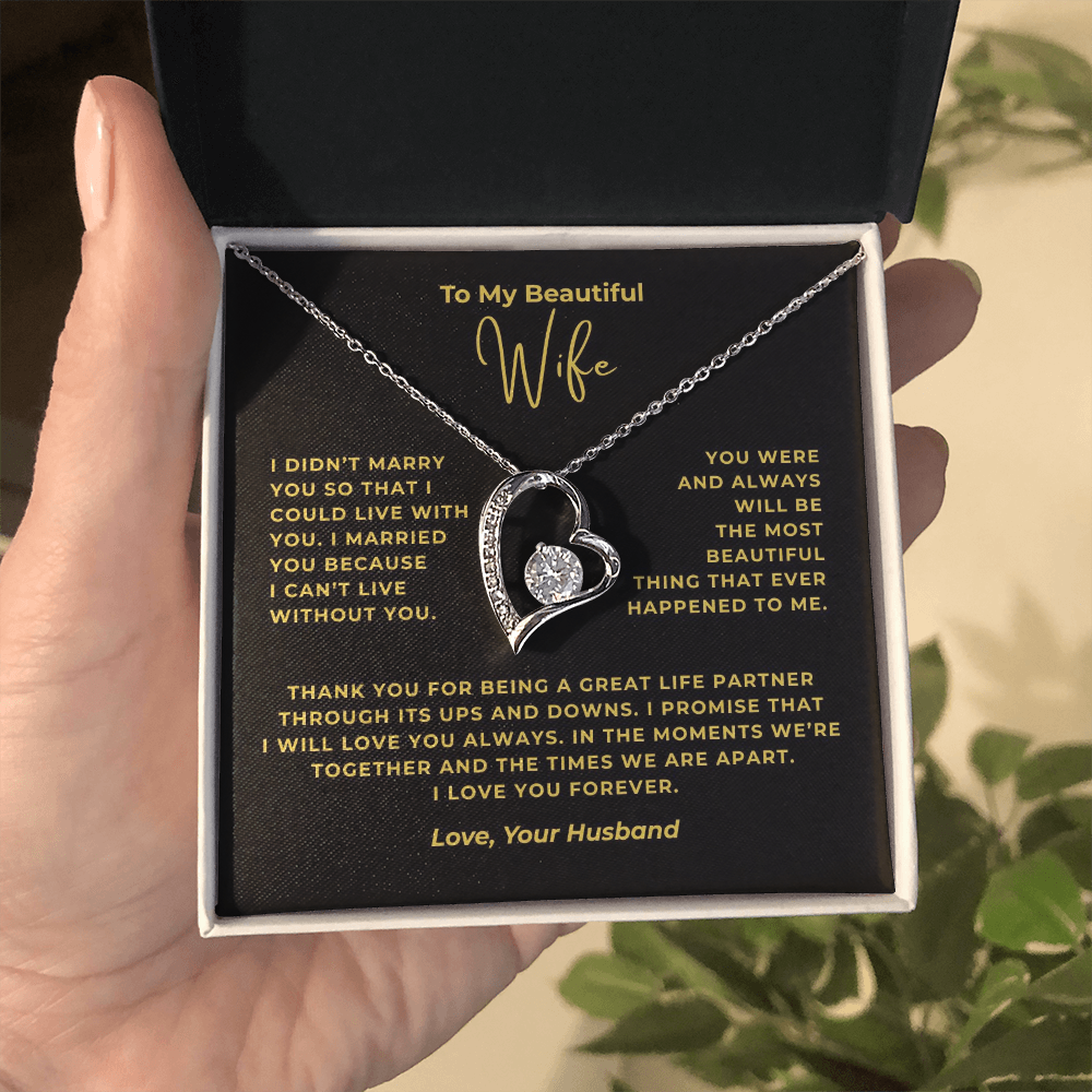 To My Beautiful Wife Interlocking Hearts Necklace