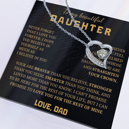 To My Beautiful Daughter  Forever Love Necklace