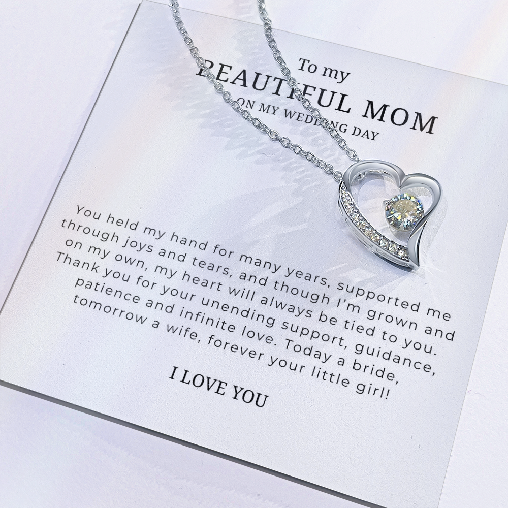 To My Beautiful Mom On My Wedding Day Interlocking Hearts Necklace