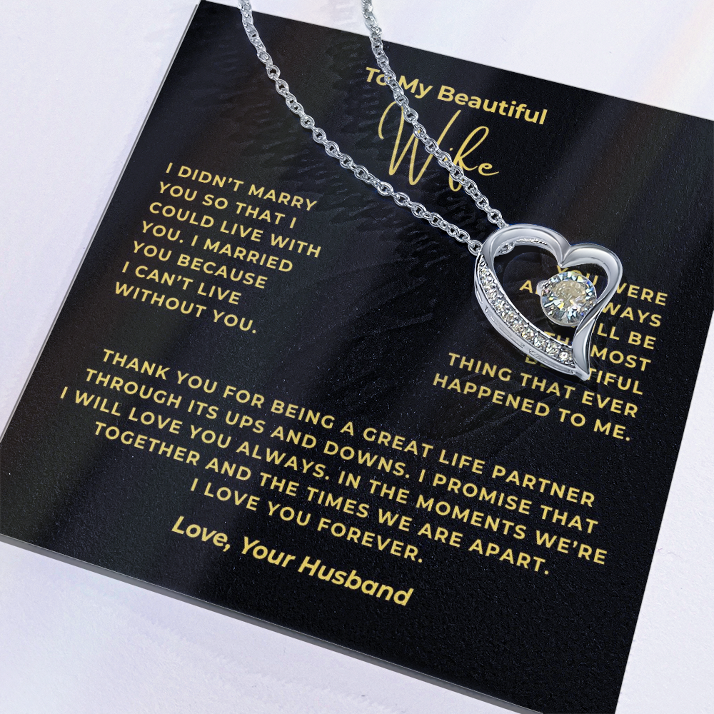 To My Beautiful Wife Interlocking Hearts Necklace