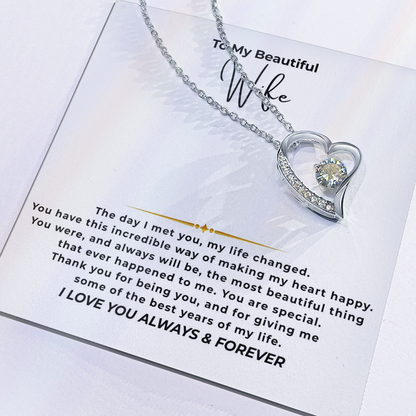 To My Beautiful Wife Interlocking Hearts Necklace