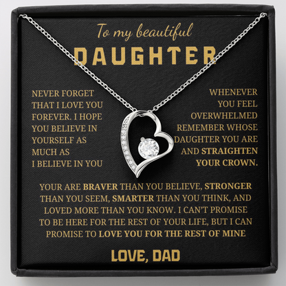 To My Beautiful Daughter  Forever Love Necklace