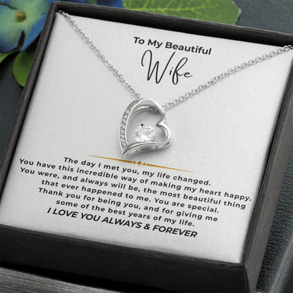 To My Beautiful Wife Interlocking Hearts Necklace