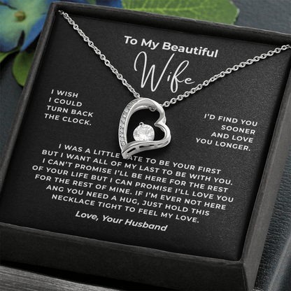 To My Beautiful Wife Interlocking Hearts Necklace