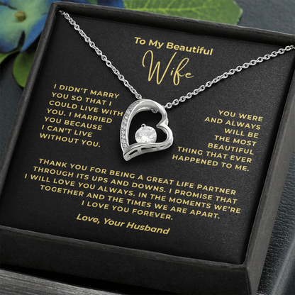 To My Beautiful Wife Interlocking Hearts Necklace