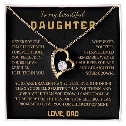 To My Beautiful Daughter  Forever Love Necklace