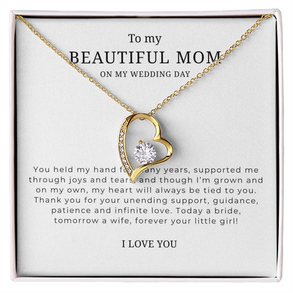 To My Beautiful Mom On My Wedding Day Interlocking Hearts Necklace