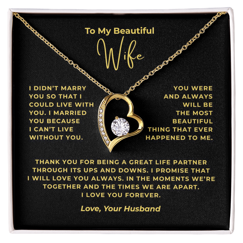 To My Beautiful Wife Interlocking Hearts Necklace