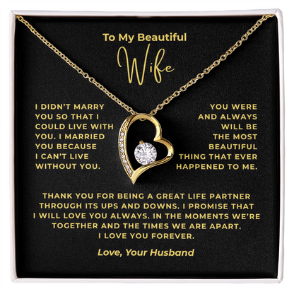 To My Beautiful Wife Interlocking Hearts Necklace