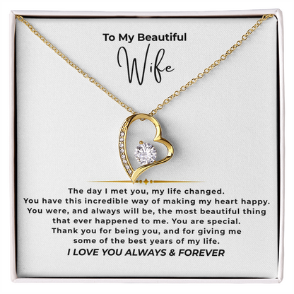 To My Beautiful Wife Interlocking Hearts Necklace