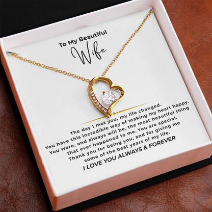 To My Beautiful Wife Interlocking Hearts Necklace