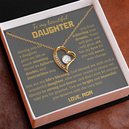 To My Beautiful Daughter  Forever Love Necklace