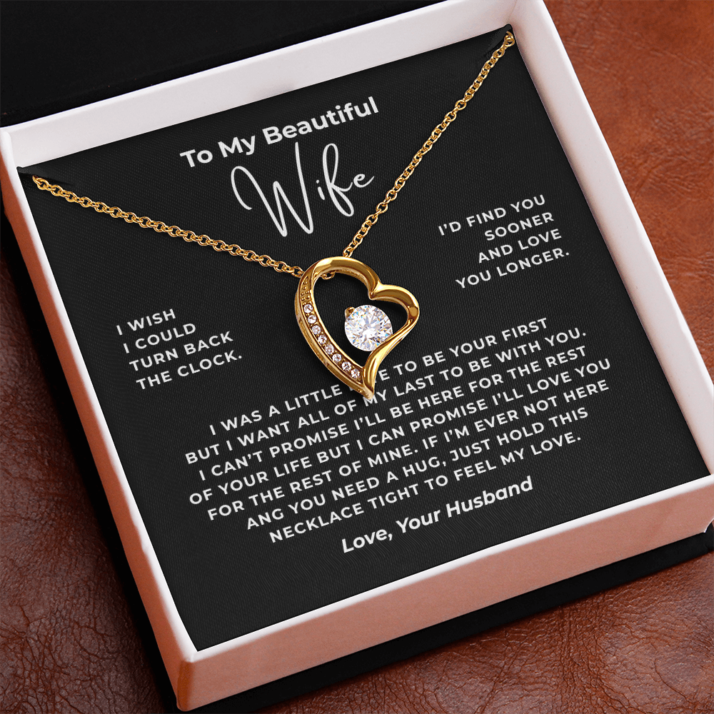 To My Beautiful Wife Interlocking Hearts Necklace