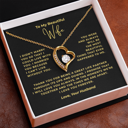 To My Beautiful Wife Interlocking Hearts Necklace