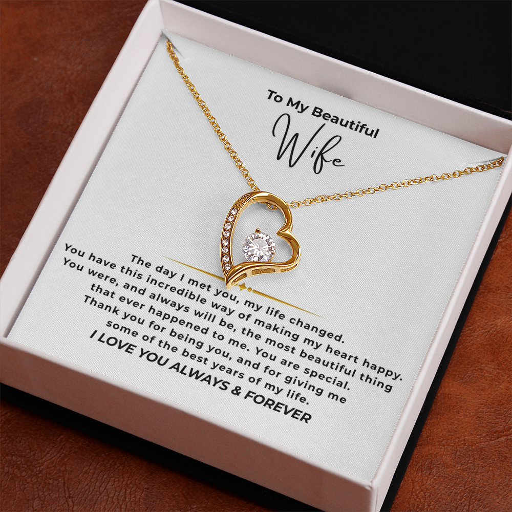 To My Beautiful Wife Interlocking Hearts Necklace