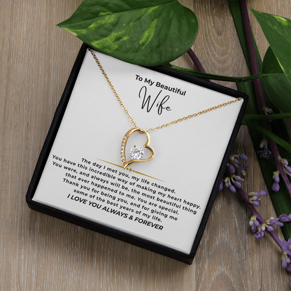 To My Beautiful Wife Interlocking Hearts Necklace
