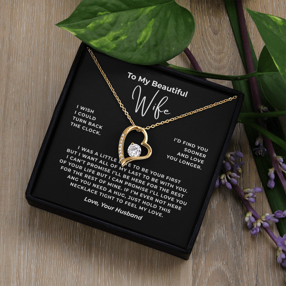 To My Beautiful Wife Interlocking Hearts Necklace