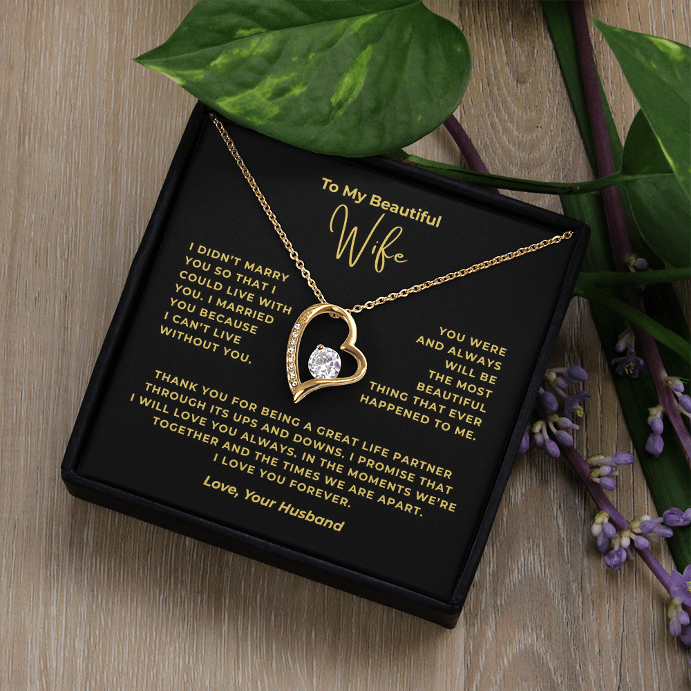 To My Beautiful Wife Interlocking Hearts Necklace