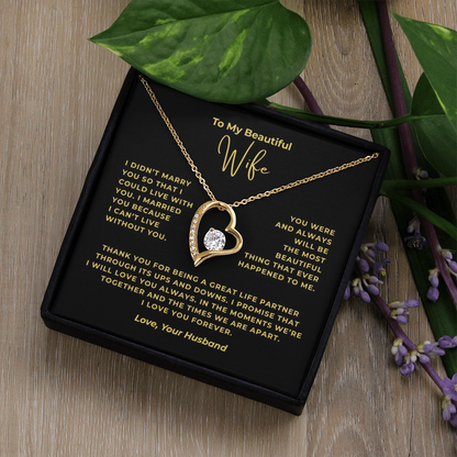 To My Beautiful Wife Interlocking Hearts Necklace