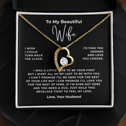 To My Beautiful Wife Interlocking Hearts Necklace