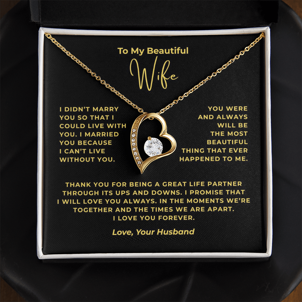To My Beautiful Wife Interlocking Hearts Necklace