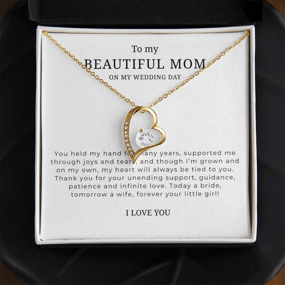 To My Beautiful Mom On My Wedding Day Interlocking Hearts Necklace