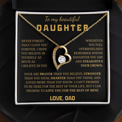To My Beautiful Daughter  Forever Love Necklace