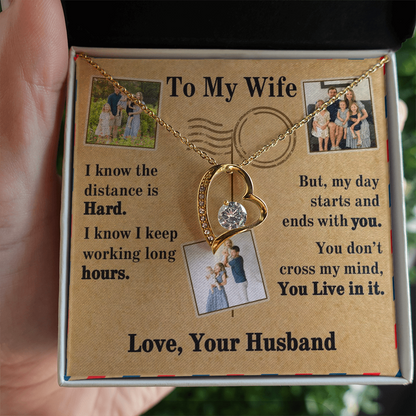 To My Wife Forever Love Necklace With 3 Photos