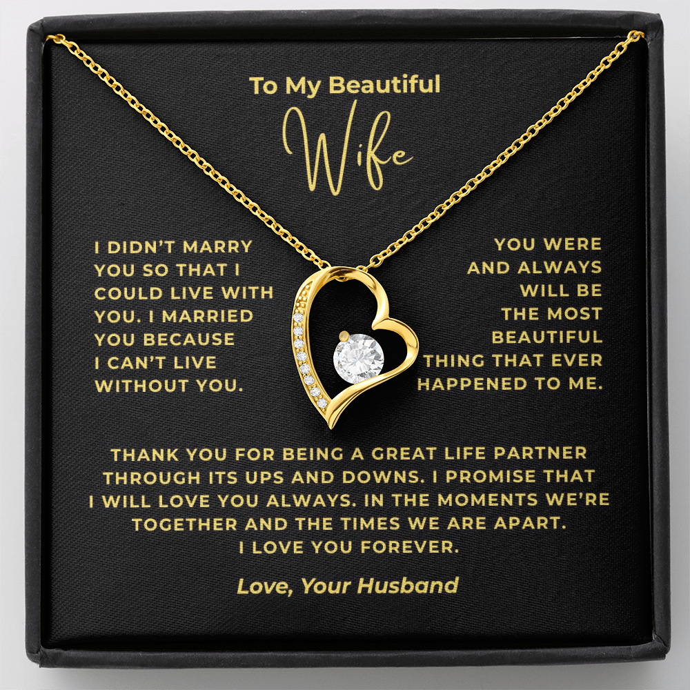 To My Beautiful Wife Interlocking Hearts Necklace