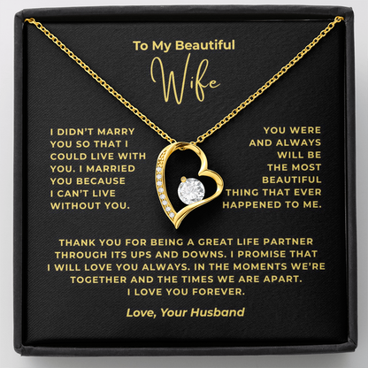 To My Beautiful Wife Interlocking Hearts Necklace