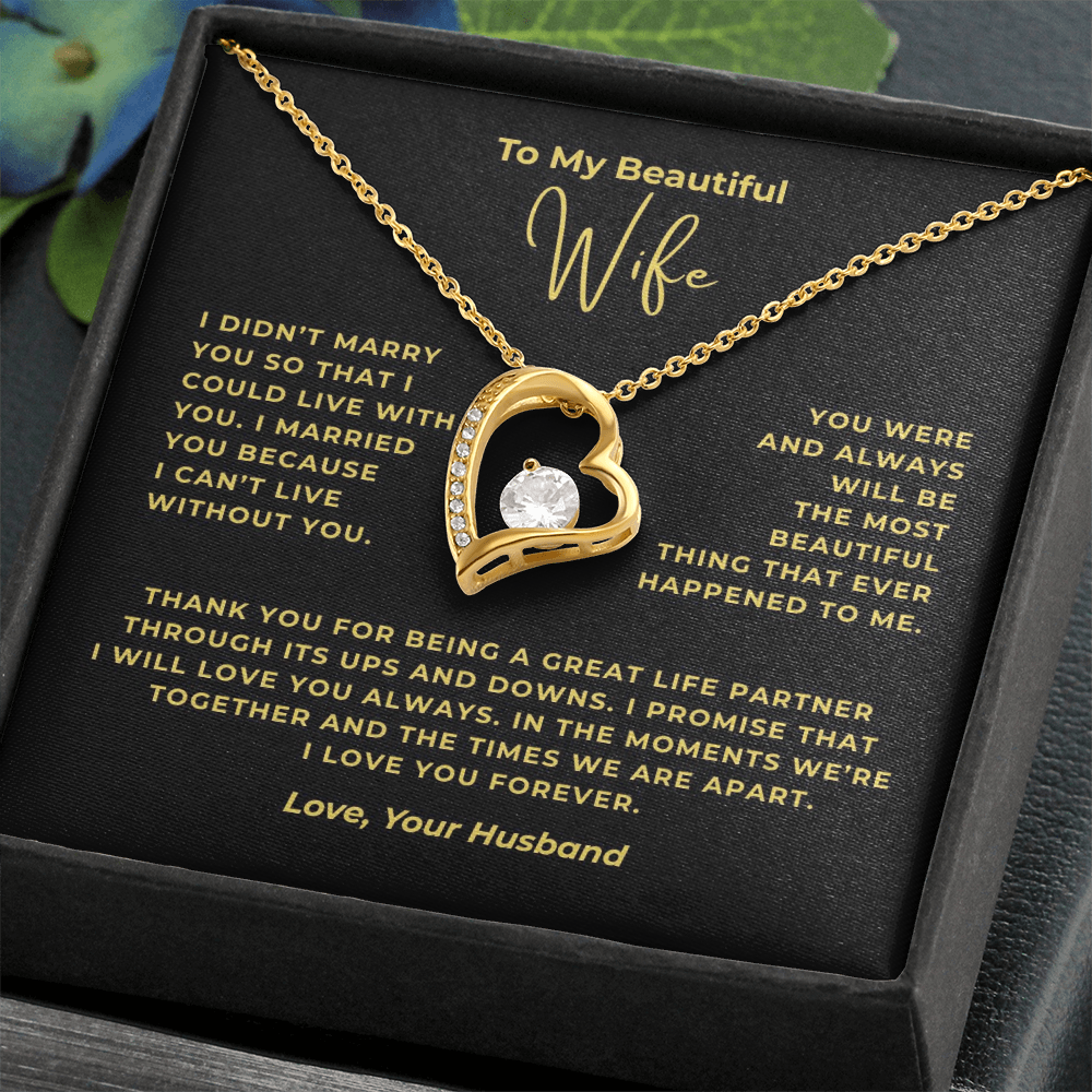To My Beautiful Wife Interlocking Hearts Necklace