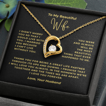 To My Beautiful Wife Interlocking Hearts Necklace