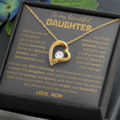 To My Beautiful Daughter  Forever Love Necklace