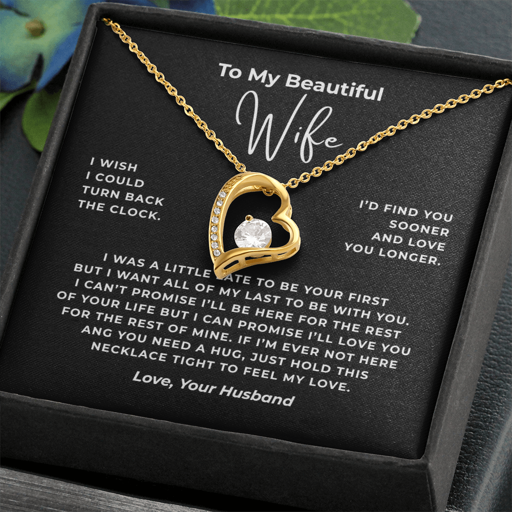 To My Beautiful Wife Interlocking Hearts Necklace