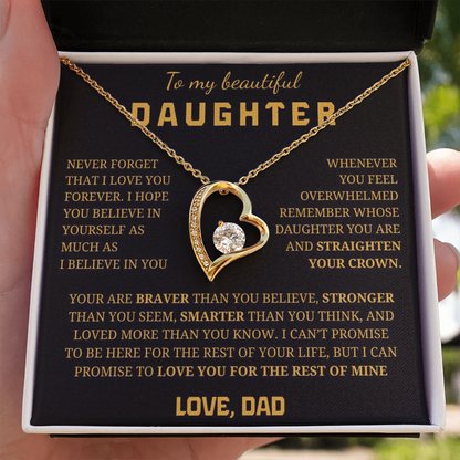 To My Beautiful Daughter  Forever Love Necklace