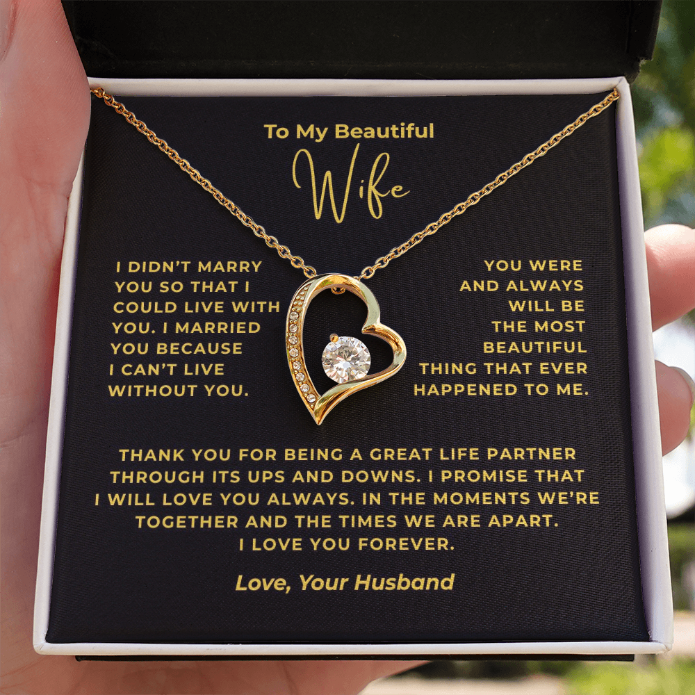 To My Beautiful Wife Interlocking Hearts Necklace