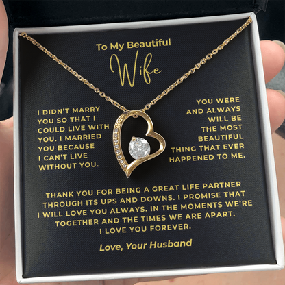 To My Beautiful Wife Interlocking Hearts Necklace