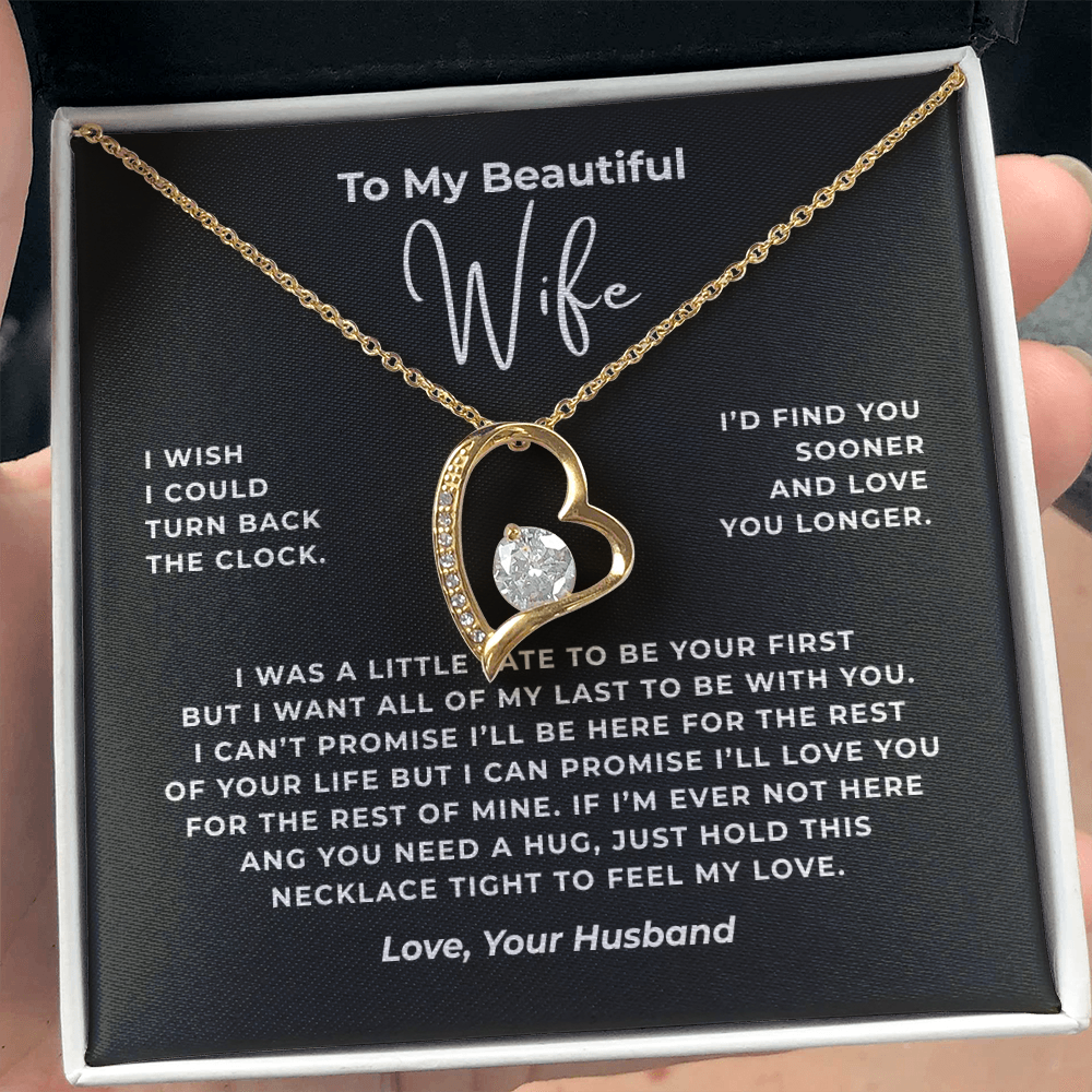 To My Beautiful Wife Interlocking Hearts Necklace