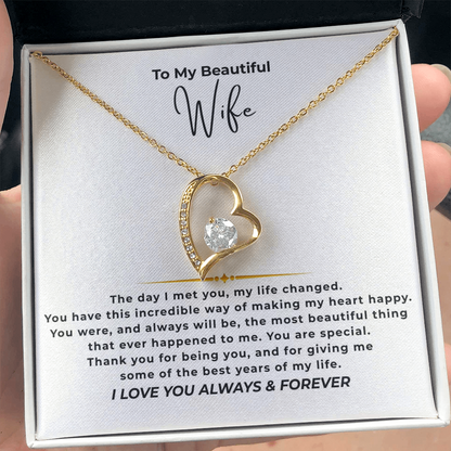 To My Beautiful Wife Interlocking Hearts Necklace